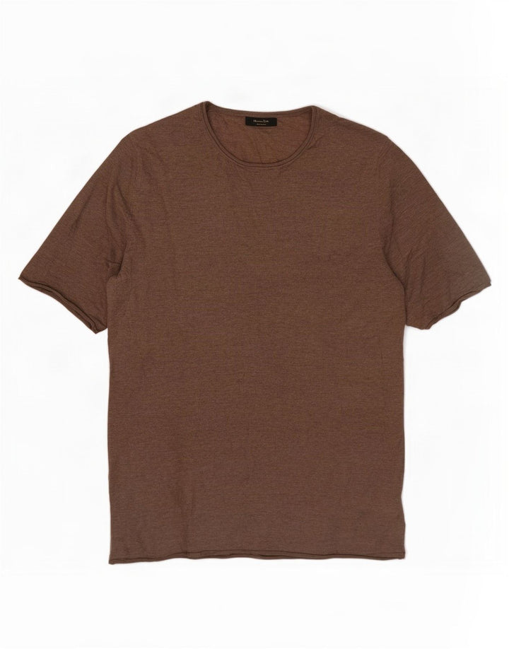 Suéter feminino Massimo Dutti com gola redonda Reino Unido 10 pequeno marrom