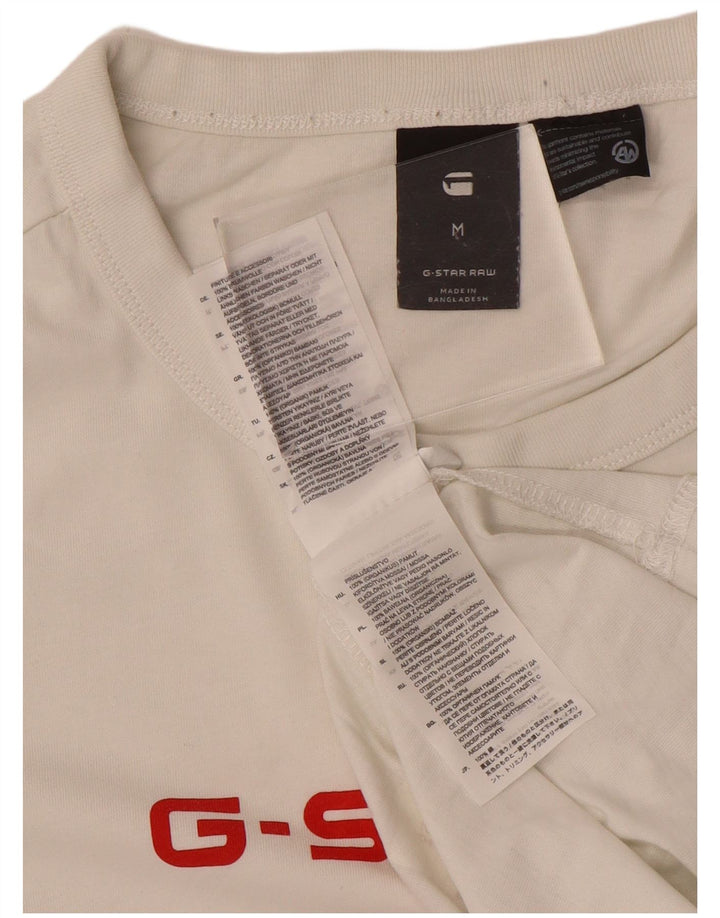 Camiseta gráfica masculina G-Star Top médio algodão branco