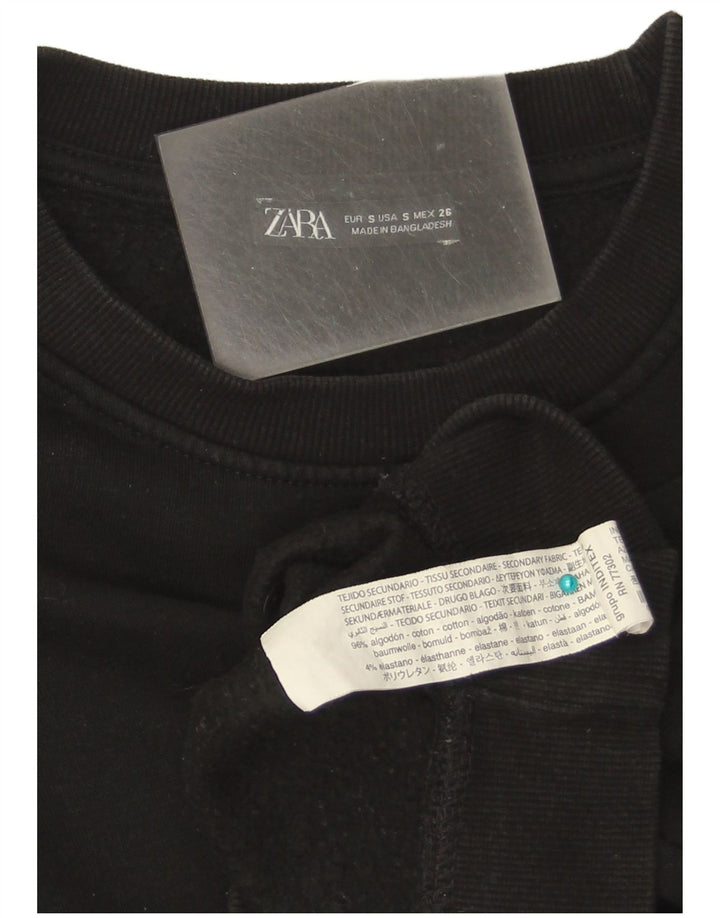 Moletom Zara feminino cropped UK 10 pequeno algodão preto