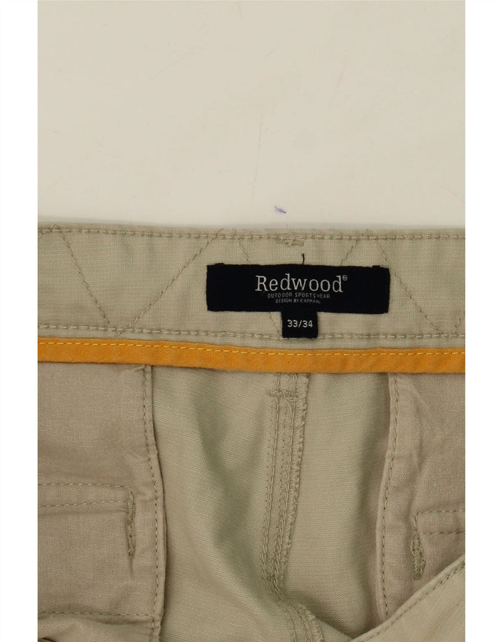 REDWOOD Mens Straight Cargo Trousers W33 L28  Beige Cotton Vintage Redwood and Second-Hand Redwood from Messina Hembry 