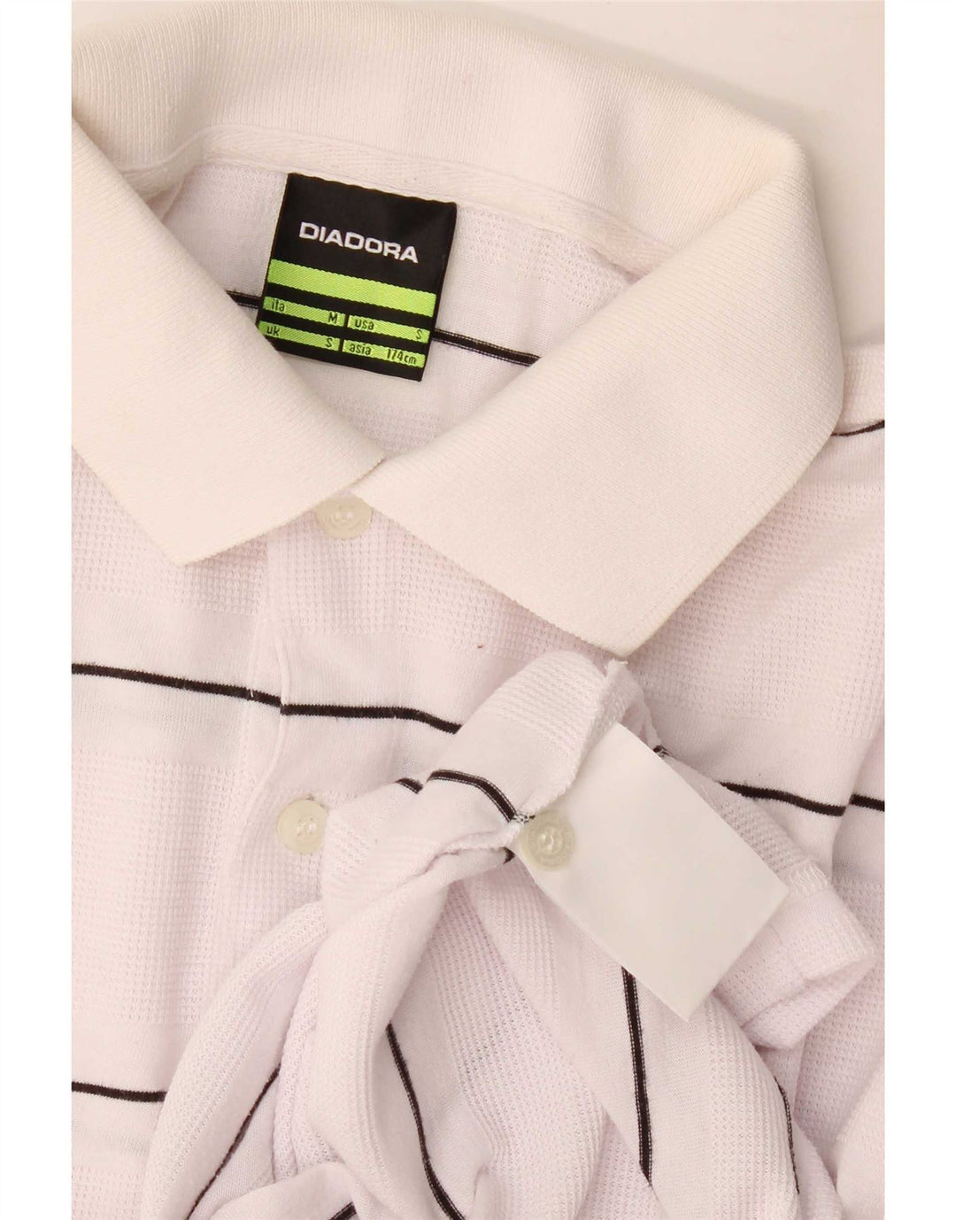 Camisa polo masculina Diadora pequena listrada branca