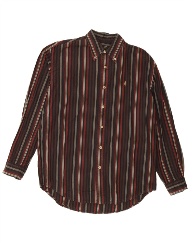 Camisa masculina Marlboro Classics média listrada multicolorida de algodão