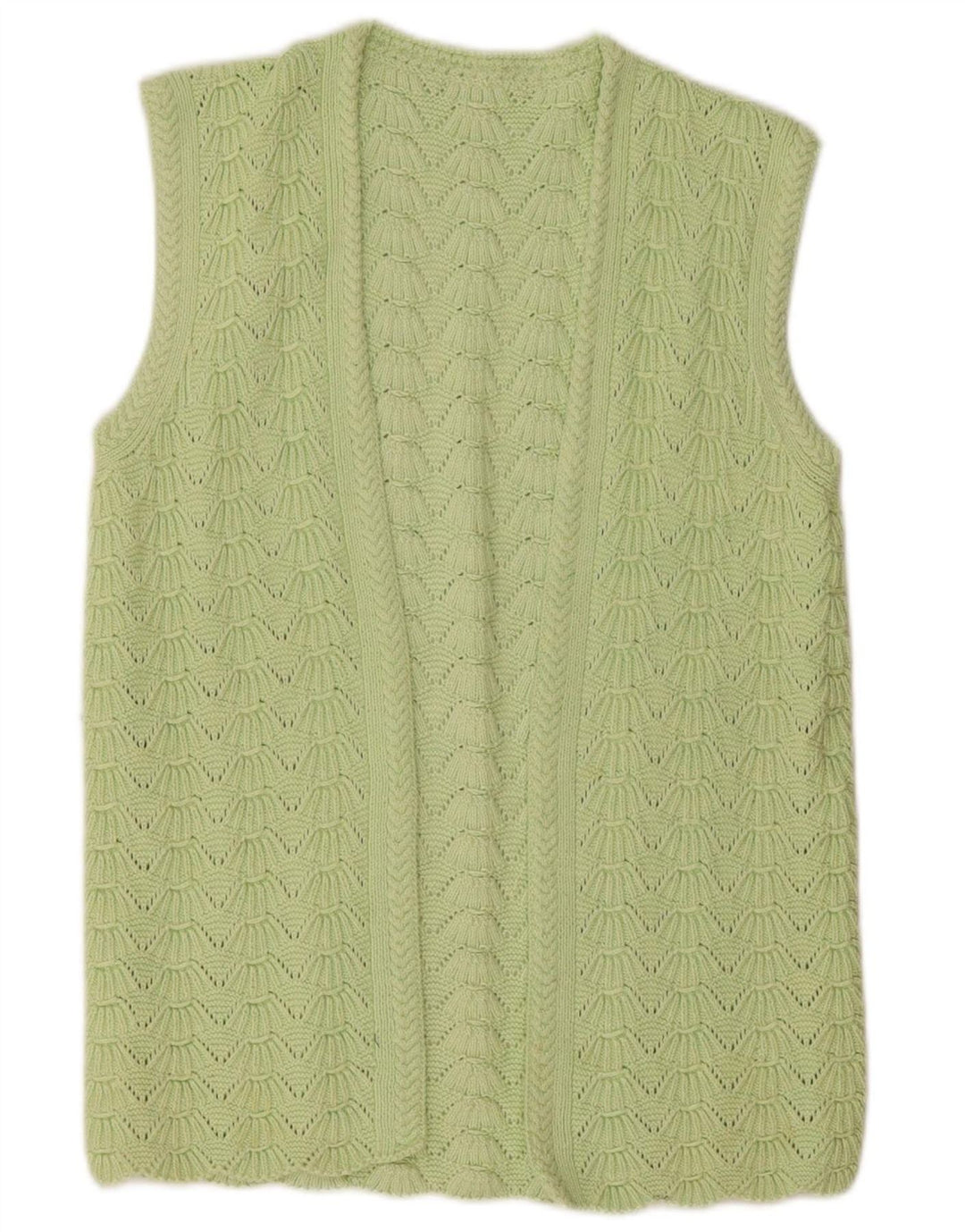 Suéter Cardigan Aberto Feminino Vintage Reino Unido 14 Verde Médio