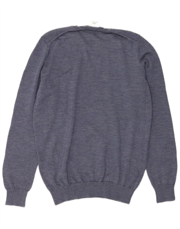Suéter masculino LACOSTE com gola redonda tamanho 4 lã azul médio
