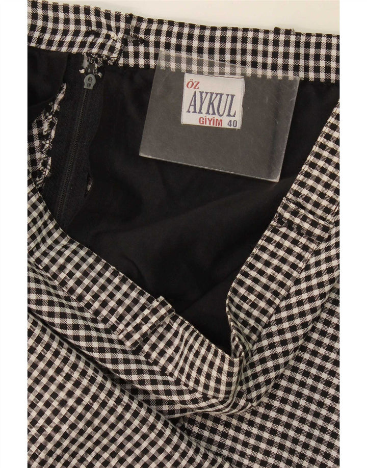 Saia midi feminina vintage EU 40 médio W30 preto guingão