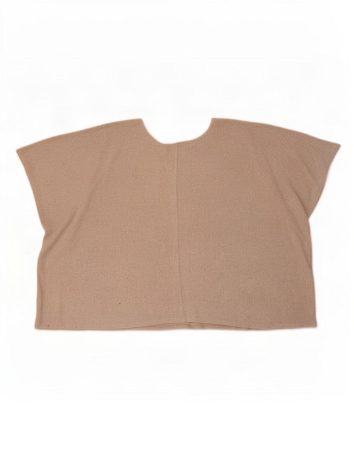 Zara blusa feminina oversized top UK 14 viscose bege médio