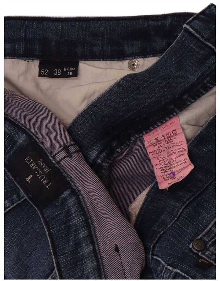 Trussardi Mens Straight Jeans W36 L32 Azul Algodão