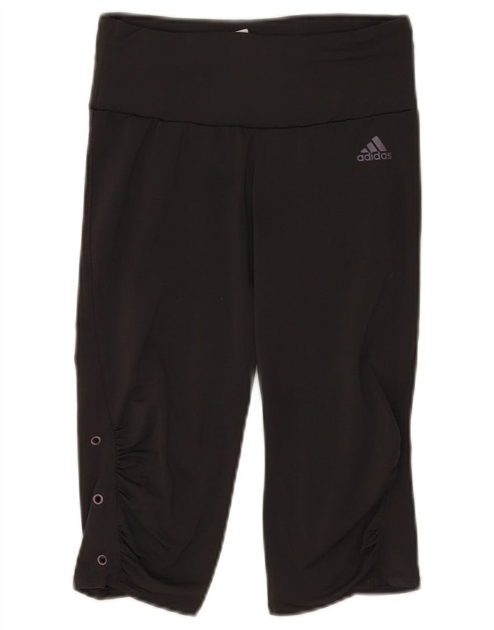 Adidas Womens Capri Leggings UK 12 Médio Preto Poliéster Esportes