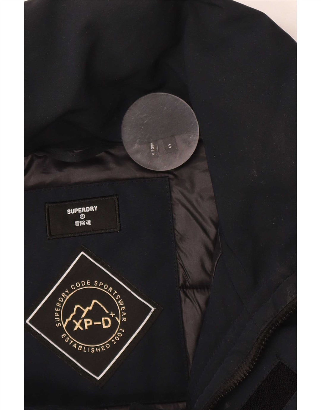 Casaco corta-vento masculino Superdry UK 36 pequeno azul marinho