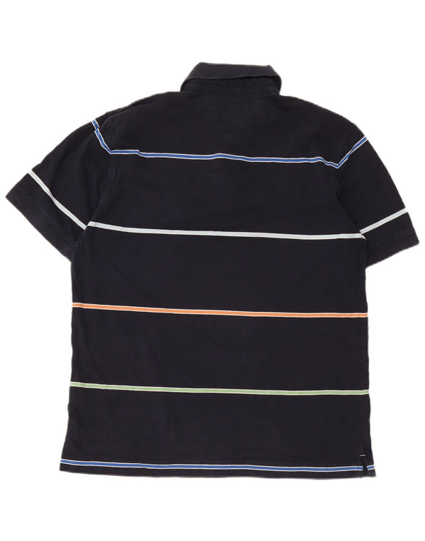 Camisa polo masculina Tommy Hilfiger médio algodão listrado azul marinho