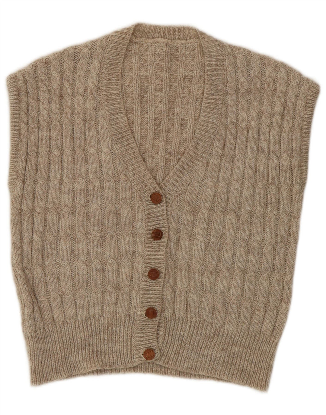 Suéter Cardigan Feminino Vintage UK 14 Médio Bege