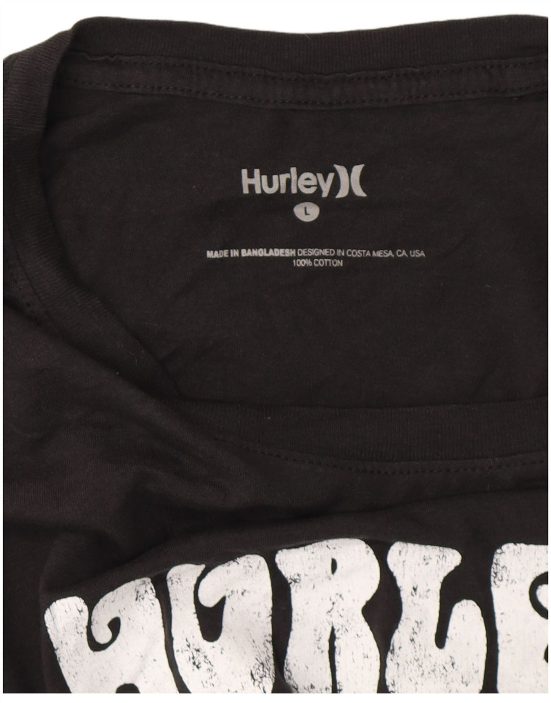 Camiseta masculina HURLEY com estampa gráfica grande de algodão preto