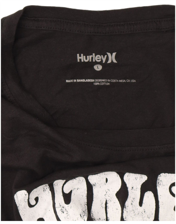 Camiseta masculina HURLEY com estampa gráfica grande de algodão preto