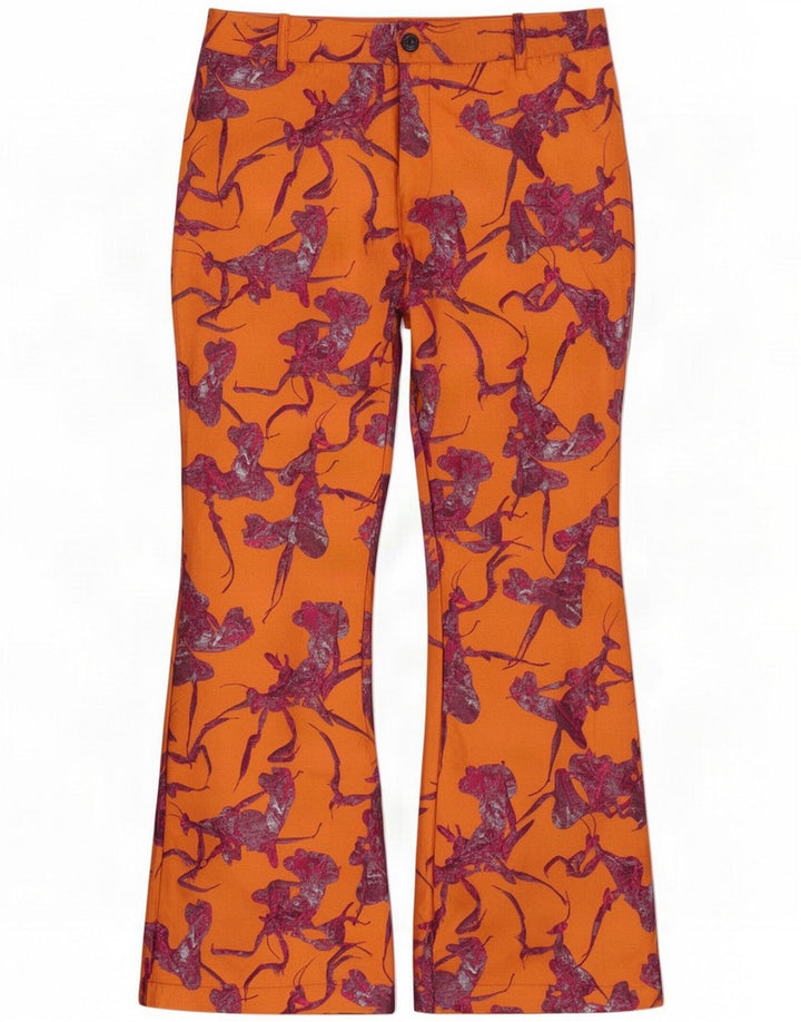 Calças femininas com padrão abstrato Desigual Médio W30 L30 Laranja