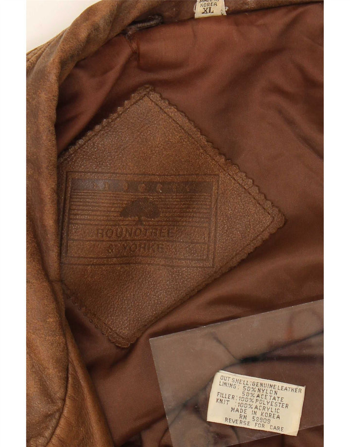 Jaqueta de couro masculina Roundtree & Yorke Reino Unido 42 XL marrom