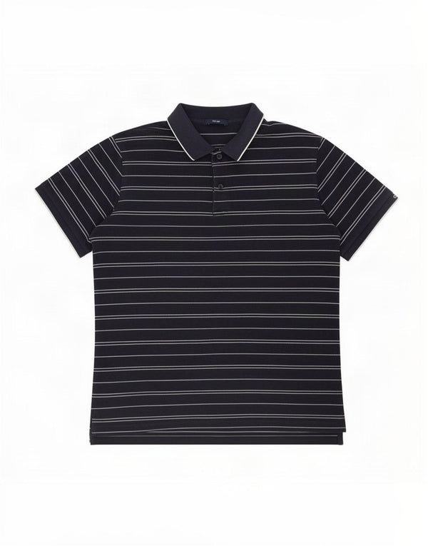 Camisa polo masculina Gant grande algodão listrado azul marinho