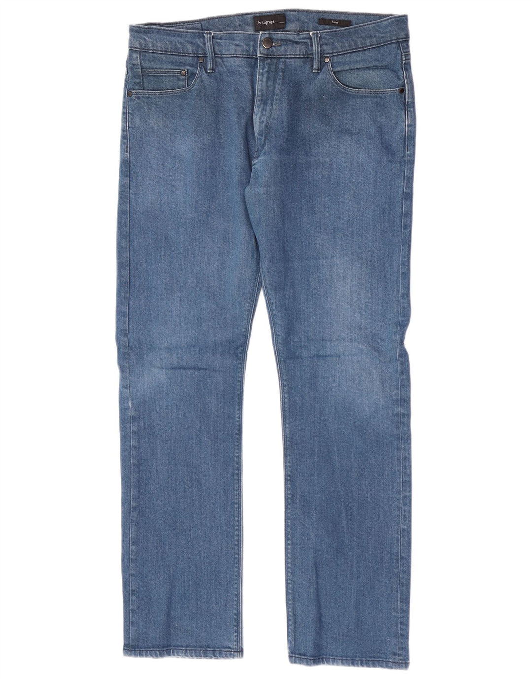 Marks & Spencer Masculino Autograph Slim Jeans W36 L30 Azul Algodão