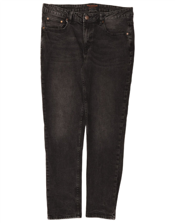 Ben Sherman Mens Brighton Slim Jeans W36 L32 Algodão Preto