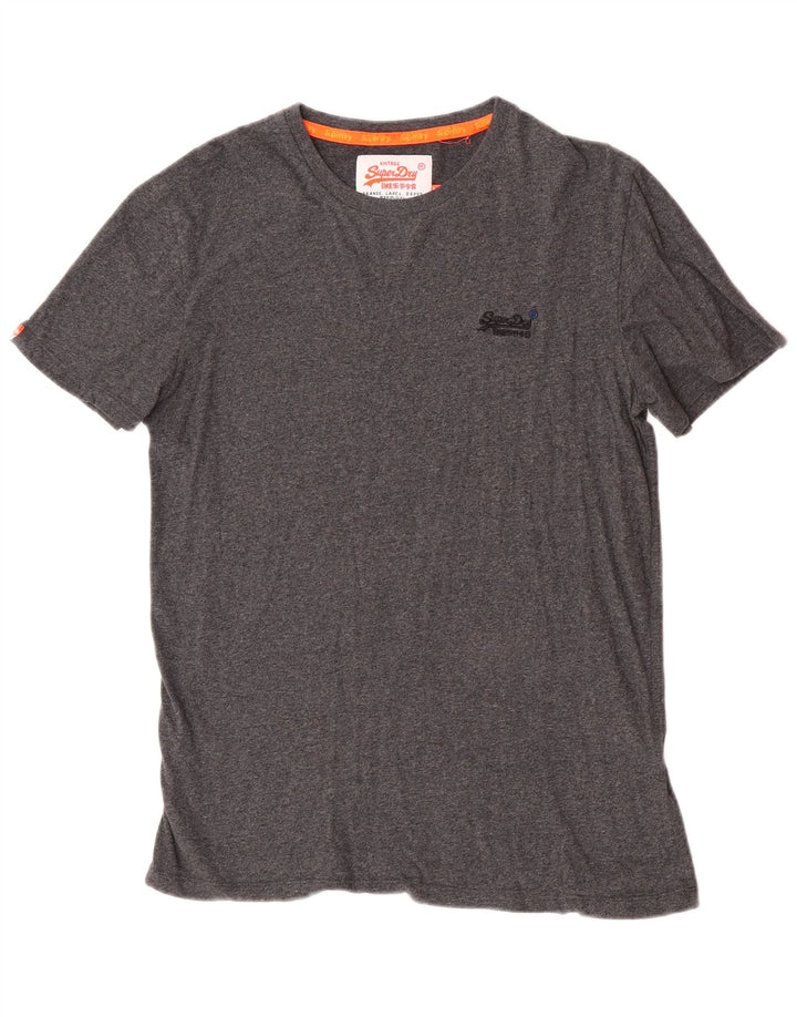 Camiseta masculina Superdry Top grande algodão manchado cinza