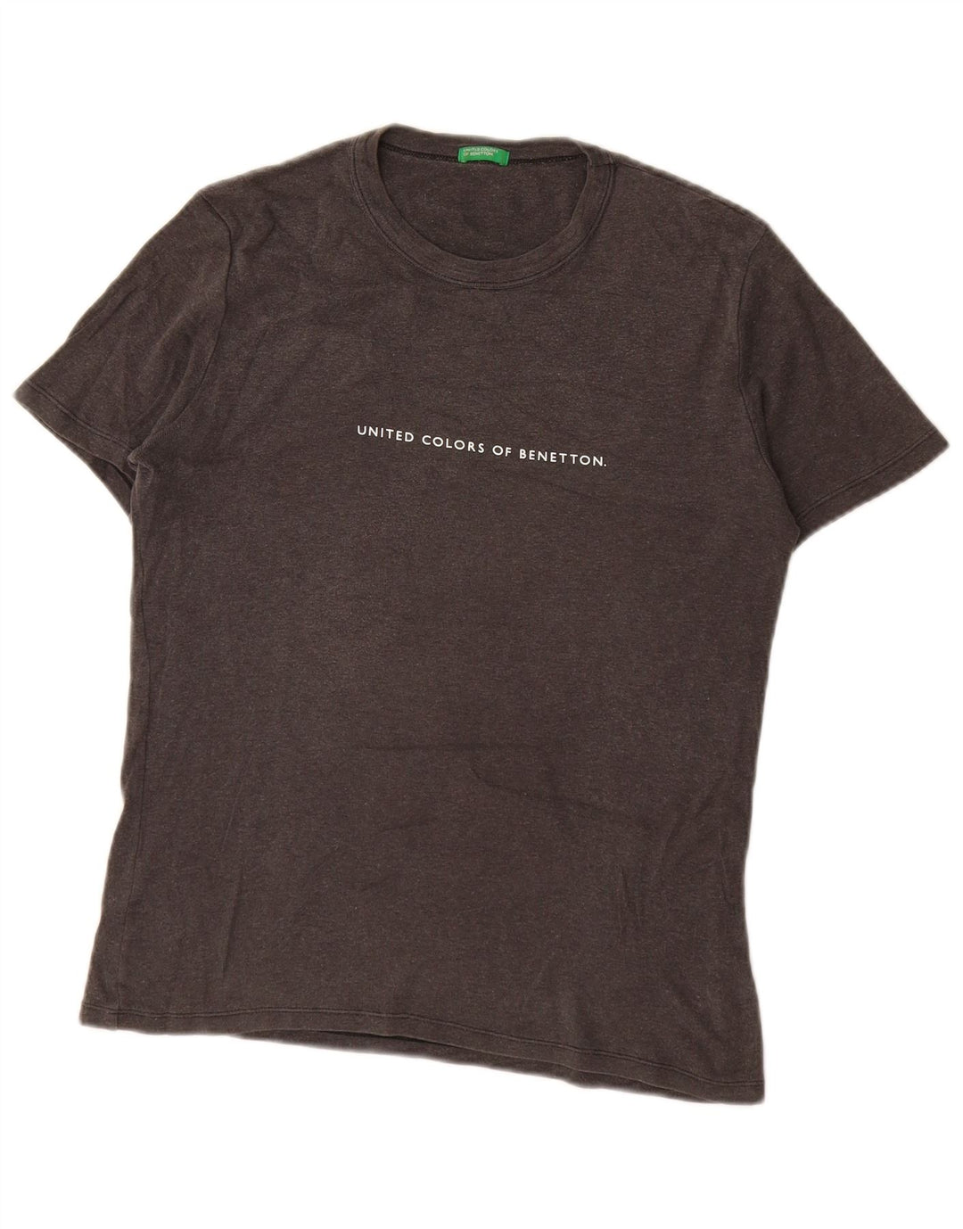 Camiseta feminina gráfica Benetton UK 16 grande cinza