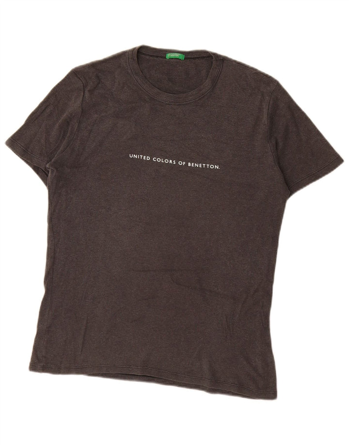 Camiseta feminina gráfica Benetton UK 16 grande cinza