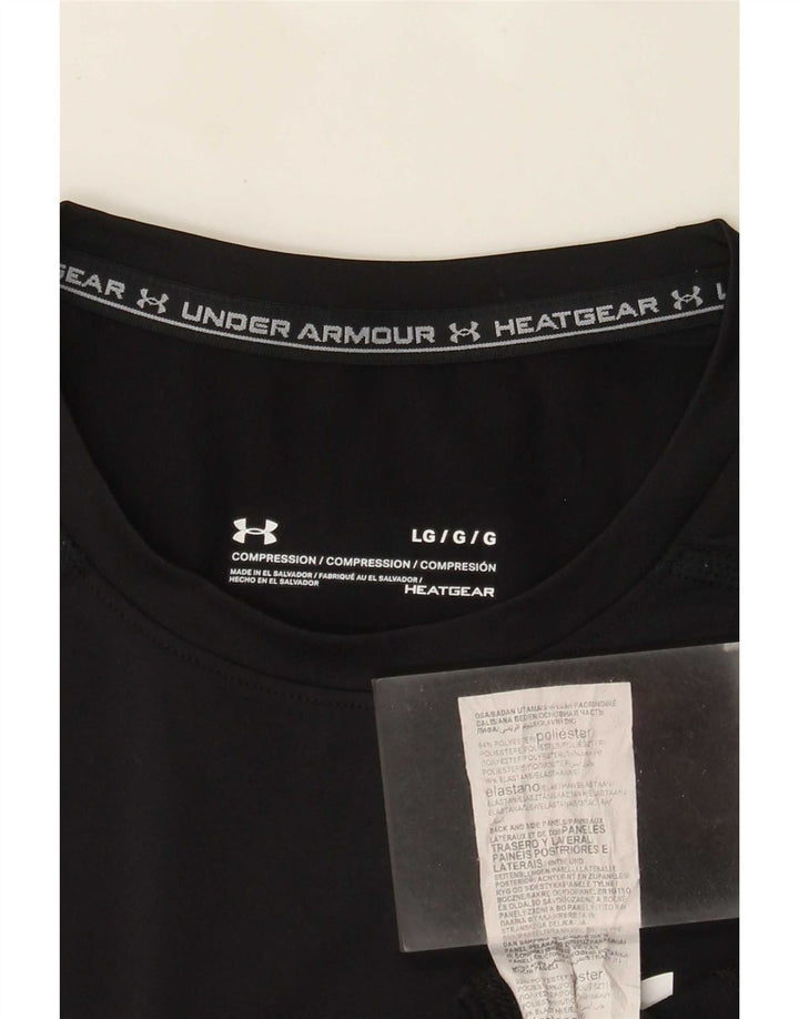 Camiseta de compressão masculina Under Armour grande poliéster preto