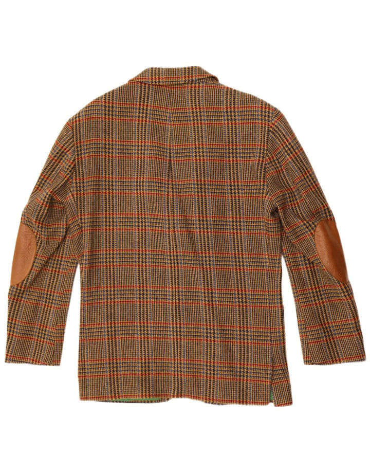 Jaqueta blazer masculina Longline Wellington UK 40 grande verde houndstooth