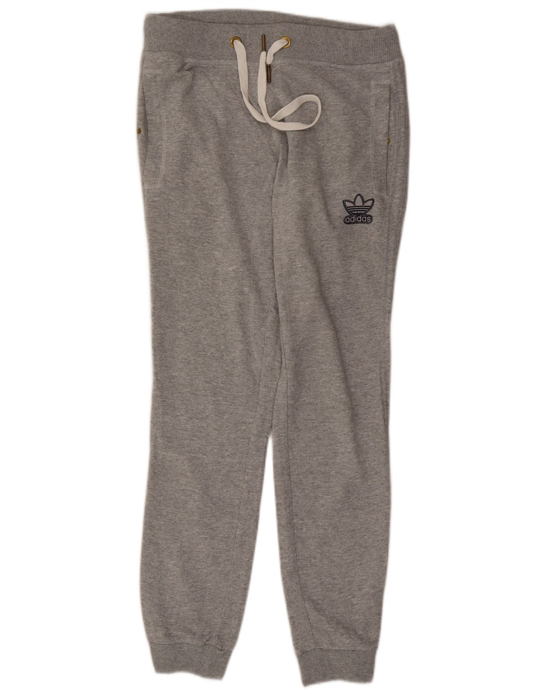 ADIDAS Calças de treino femininas joggers UK 14 Medium Grey Flecked Cotton