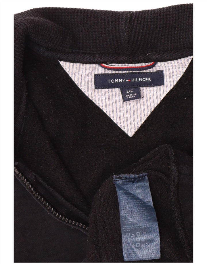 Suéter masculino TOMMY HILFIGER com capuz e zíper grande algodão preto