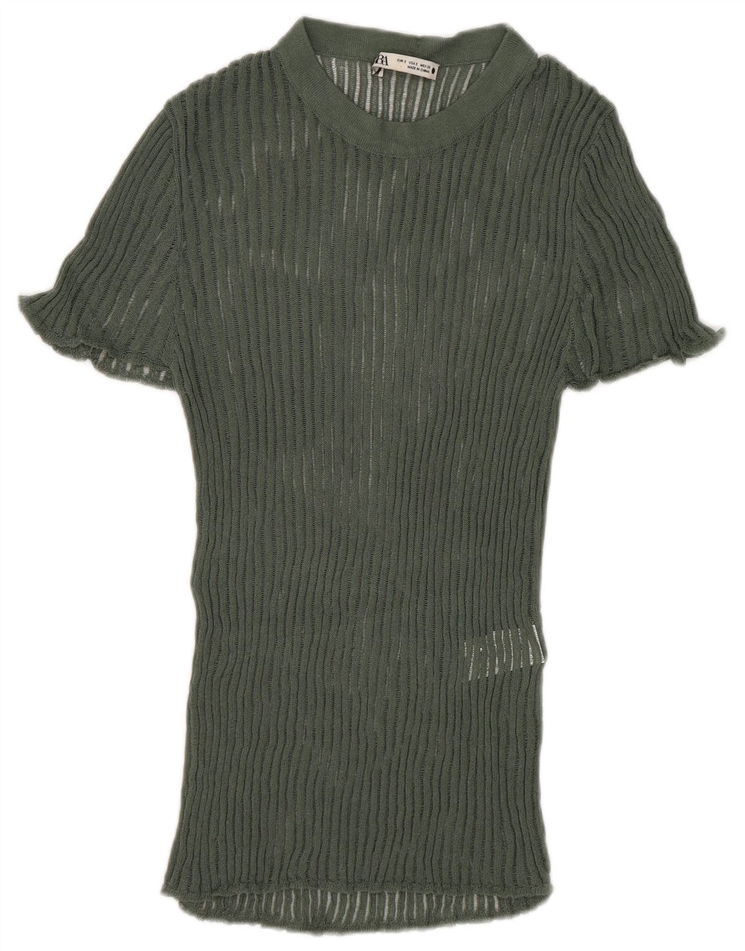 Blusa feminina de malha Zara Top UK 8 pequena viscose verde