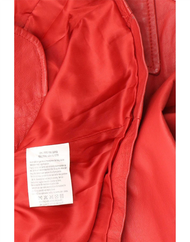 Jaqueta blazer feminina vintage de couro com 6 botões IT 42 Vermelho Médio