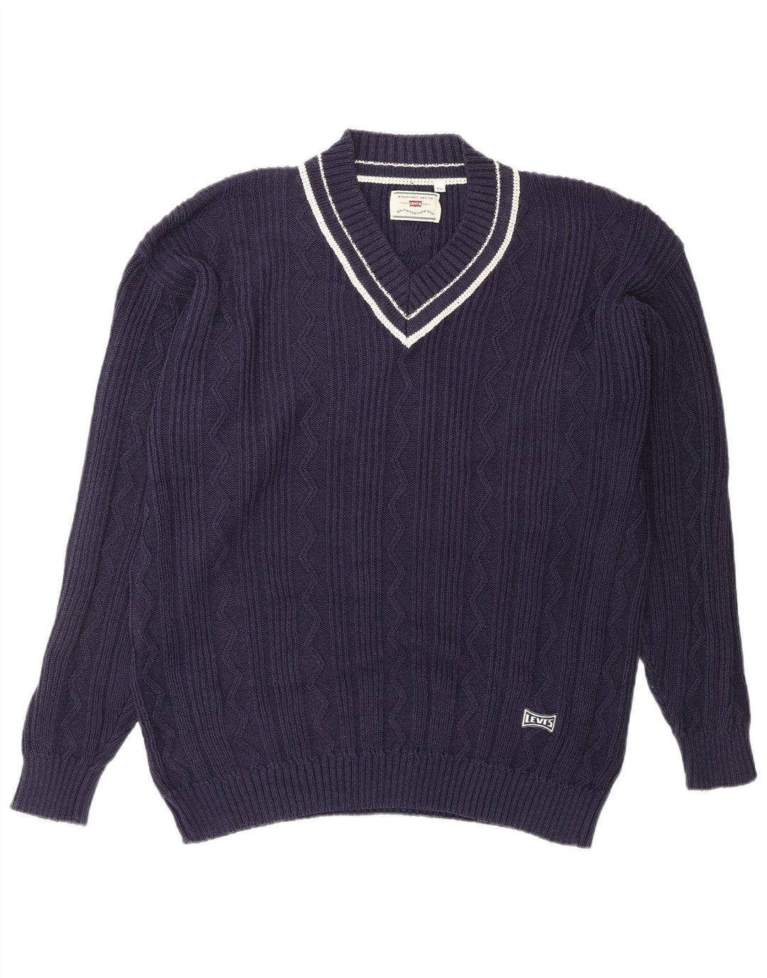 Suéter masculino LEVI'S com decote em V XL azul marinho
