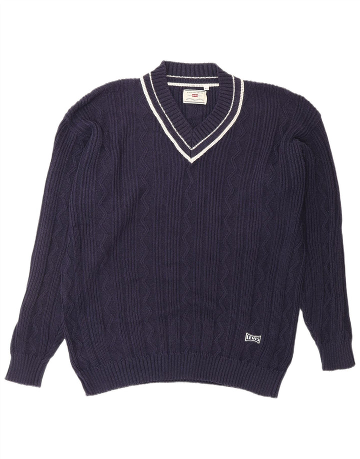 Suéter masculino LEVI'S com decote em V XL azul marinho