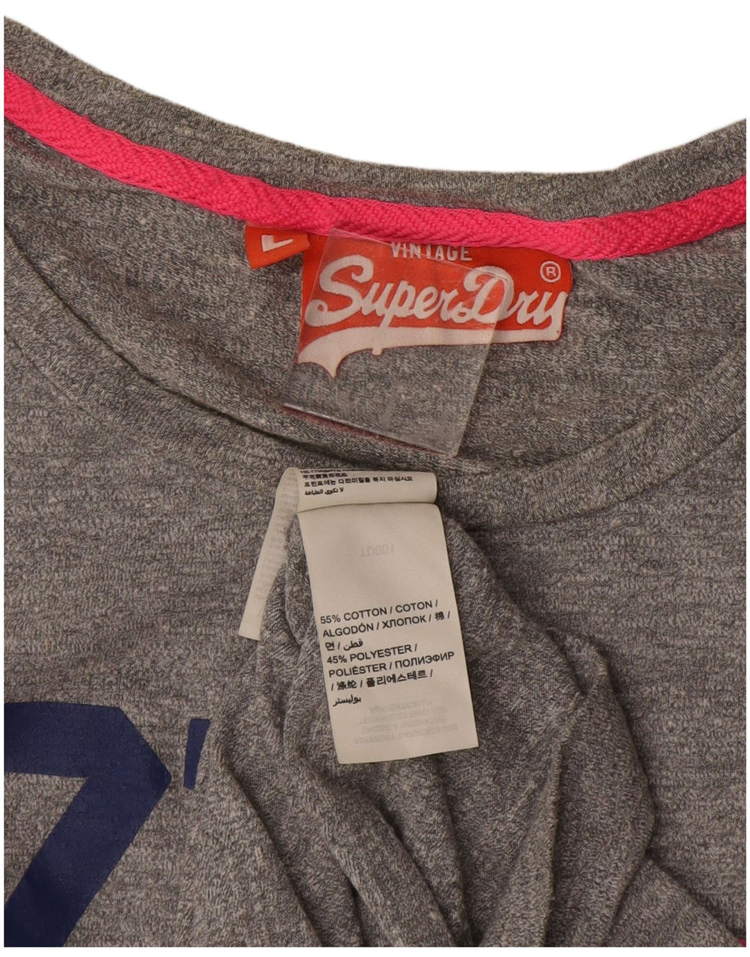 Camiseta feminina Superdry com estampa gráfica UK 14 grande algodão cinza