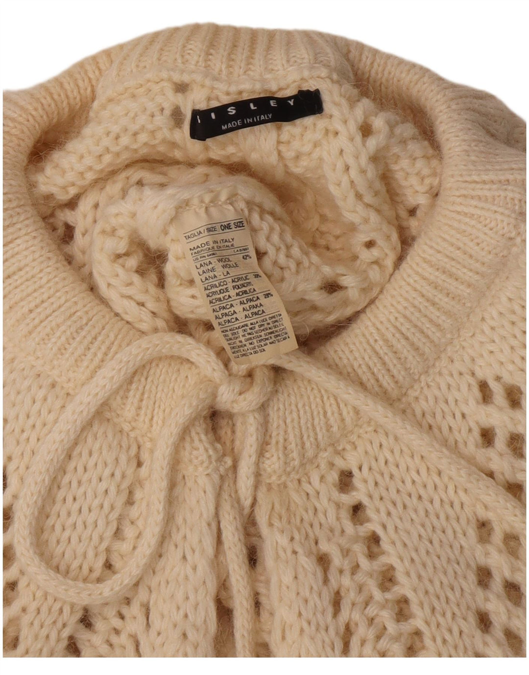 Sisley Poncho Jumper feminino tamanho único lã branca