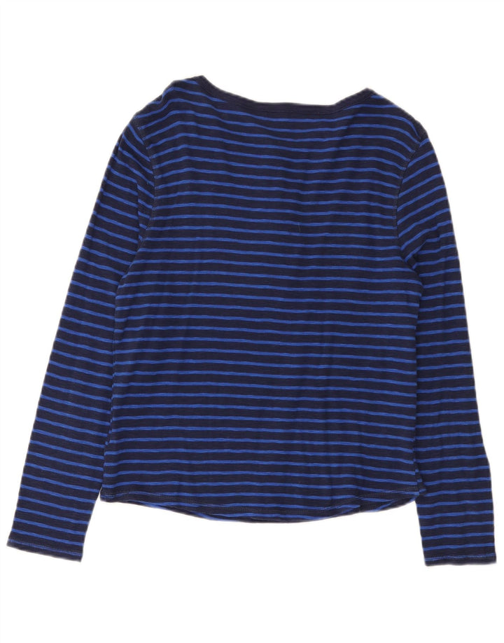 Top feminino Marks & Spencer manga comprida UK 14 listrado azul marinho médio
