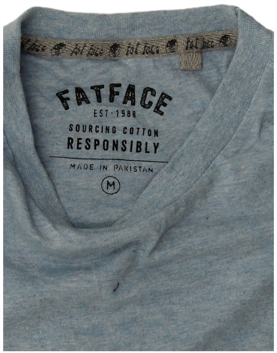 Camiseta masculina Fat Face Top de algodão azul médio