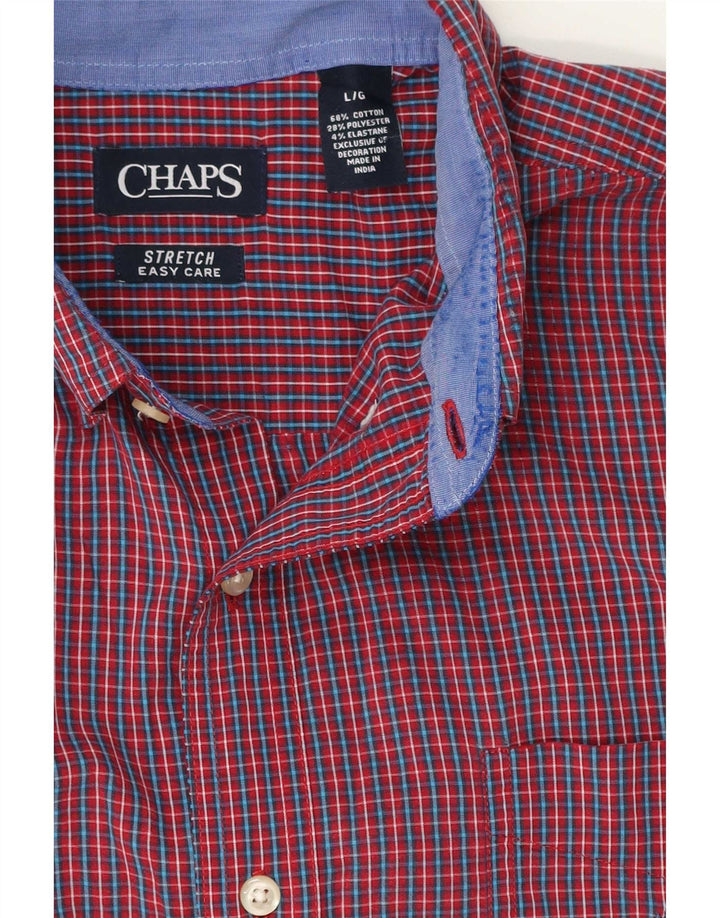 Camisa masculina Chaps grande algodão guingão vermelho