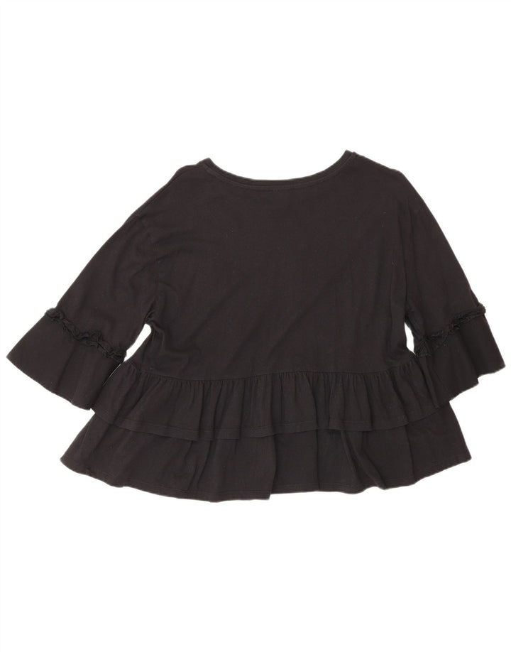 Blusa feminina de manga 3/4 Benetton EUA 4 pequena preta