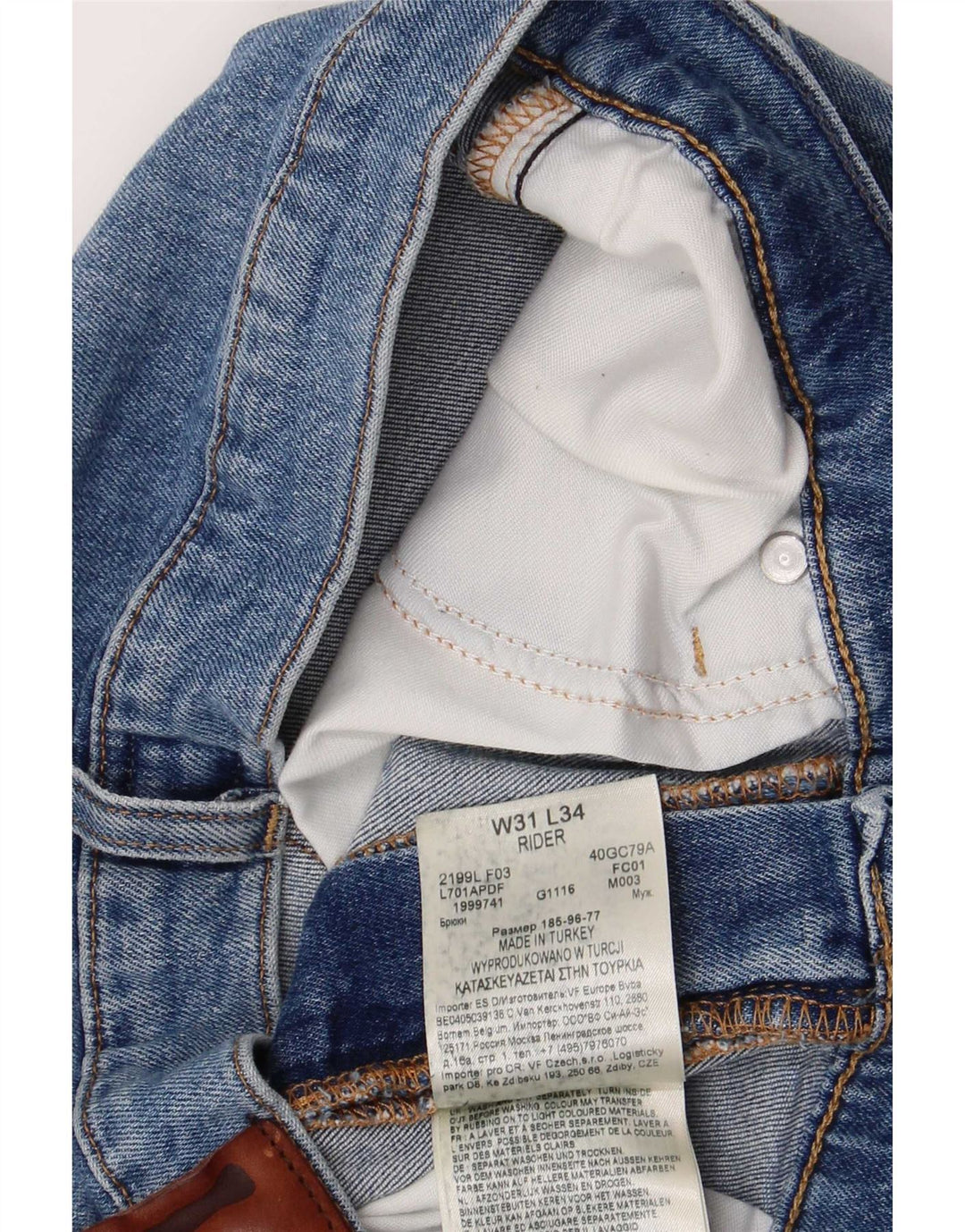 Lee Mens Rider Straight Jeans W31 L34 Azul Algodão
