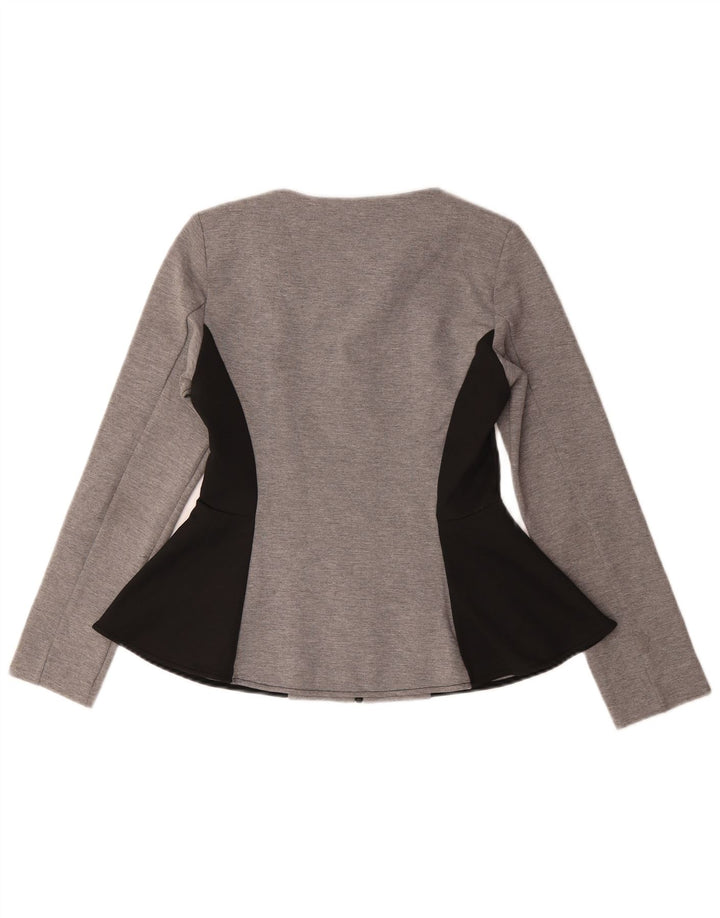 Jaqueta blazer feminina Topshop com zíper completo Reino Unido 10 bloco cinza pequeno