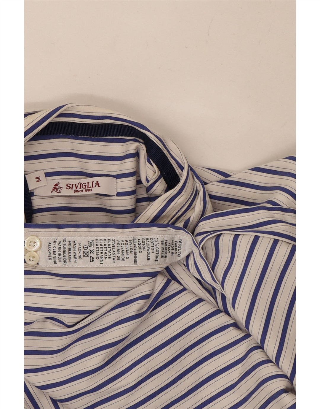 Camisa masculina SIVIGLIA de algodão listrado azul médio