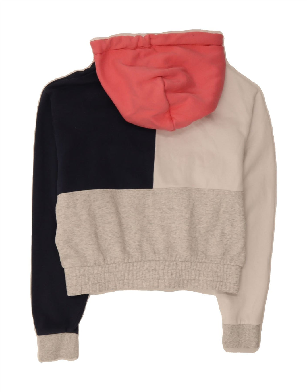 TOMMY HILFIGER Womens Oversized Crop Hoodie Jumper UK 6 XS Multicoloured Vintage Tommy Hilfiger and Second-Hand Tommy Hilfiger from Messina Hembry 