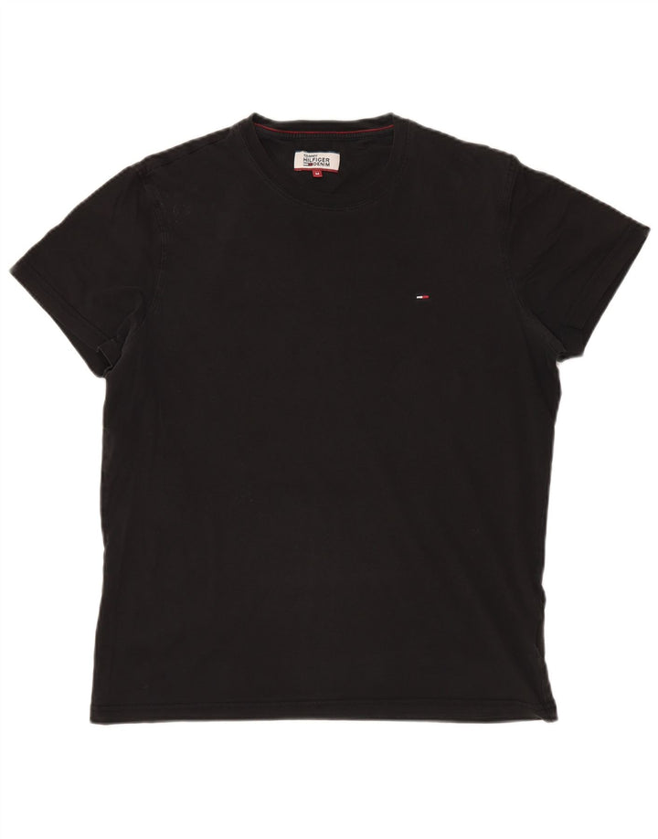 Camiseta masculina TOMMY HILFIGER de algodão preto médio
