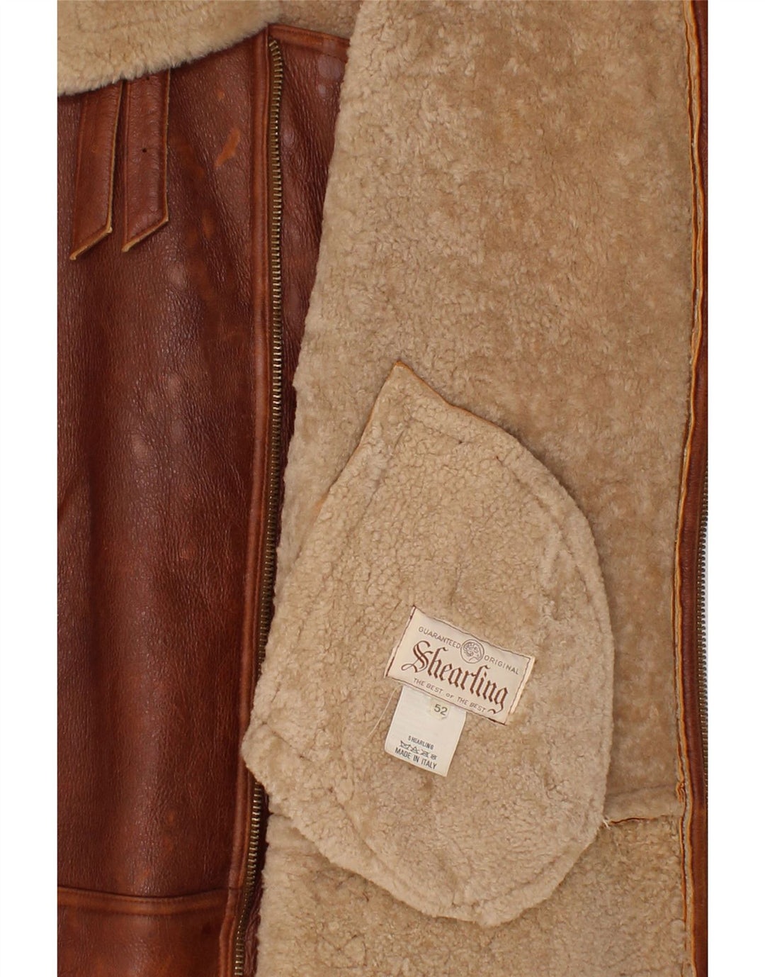 Jaqueta masculina VINTAGE Shearling IT 52 XL marrom shearling