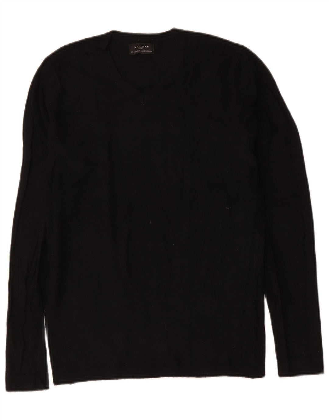 Zara Suéter masculino com decote em V pequeno preto