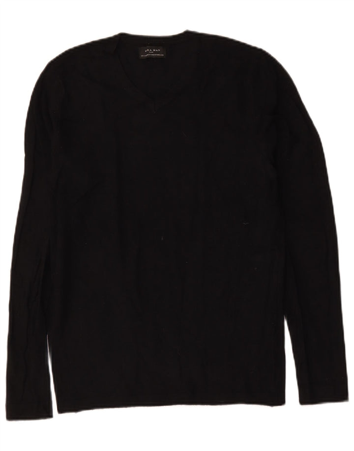 Zara Suéter masculino com decote em V pequeno preto