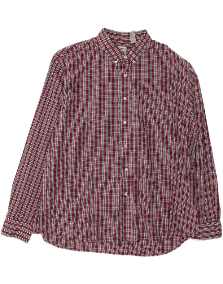 DOCKERS Mens Grant Fit Shirt 2XL Burgundy Check Cotton Vintage Dockers and Second-Hand Dockers from Messina Hembry 