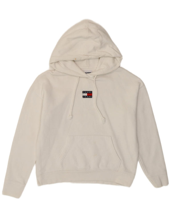 Tommy Hilfiger moletom com capuz oversized feminino Reino Unido 6 XS algodão branco