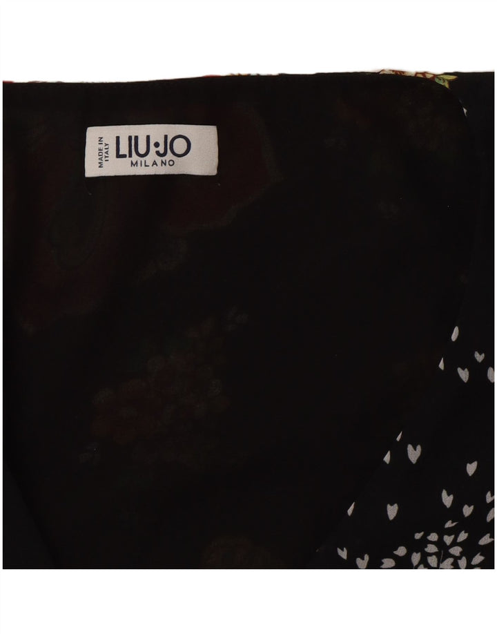 Vestido feminino Liu Jo em camadas UK 12 médio preto paisley